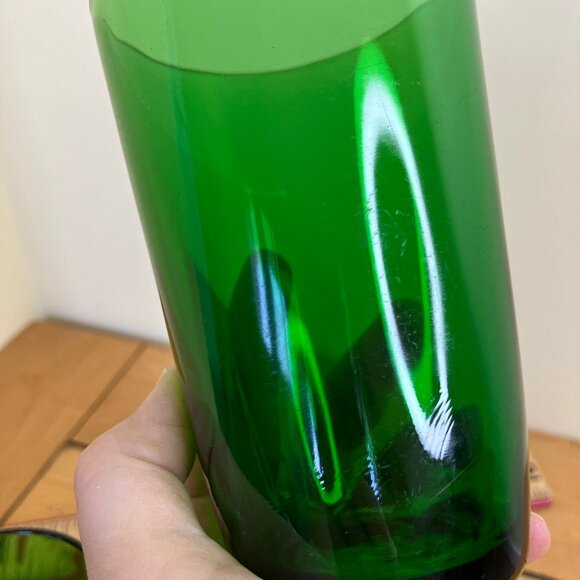 Vereco Green Tumbler Glass Vintage Made in France Set of 2 Glasses 8 oz - Picture 4 of 12
